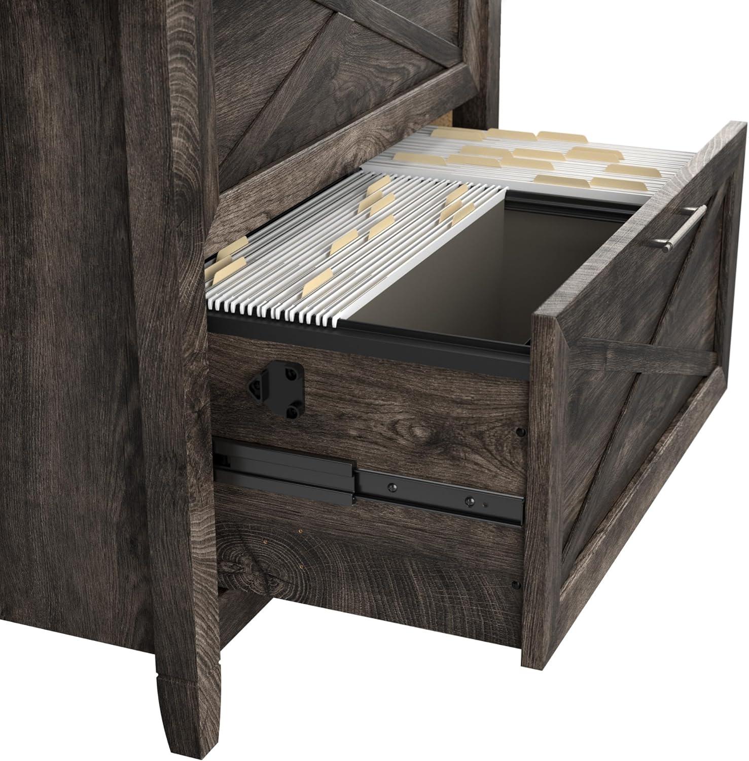Bush Furniture Key West Lateral File Cabinet, 2 Drawer, Dark Gray Hickory