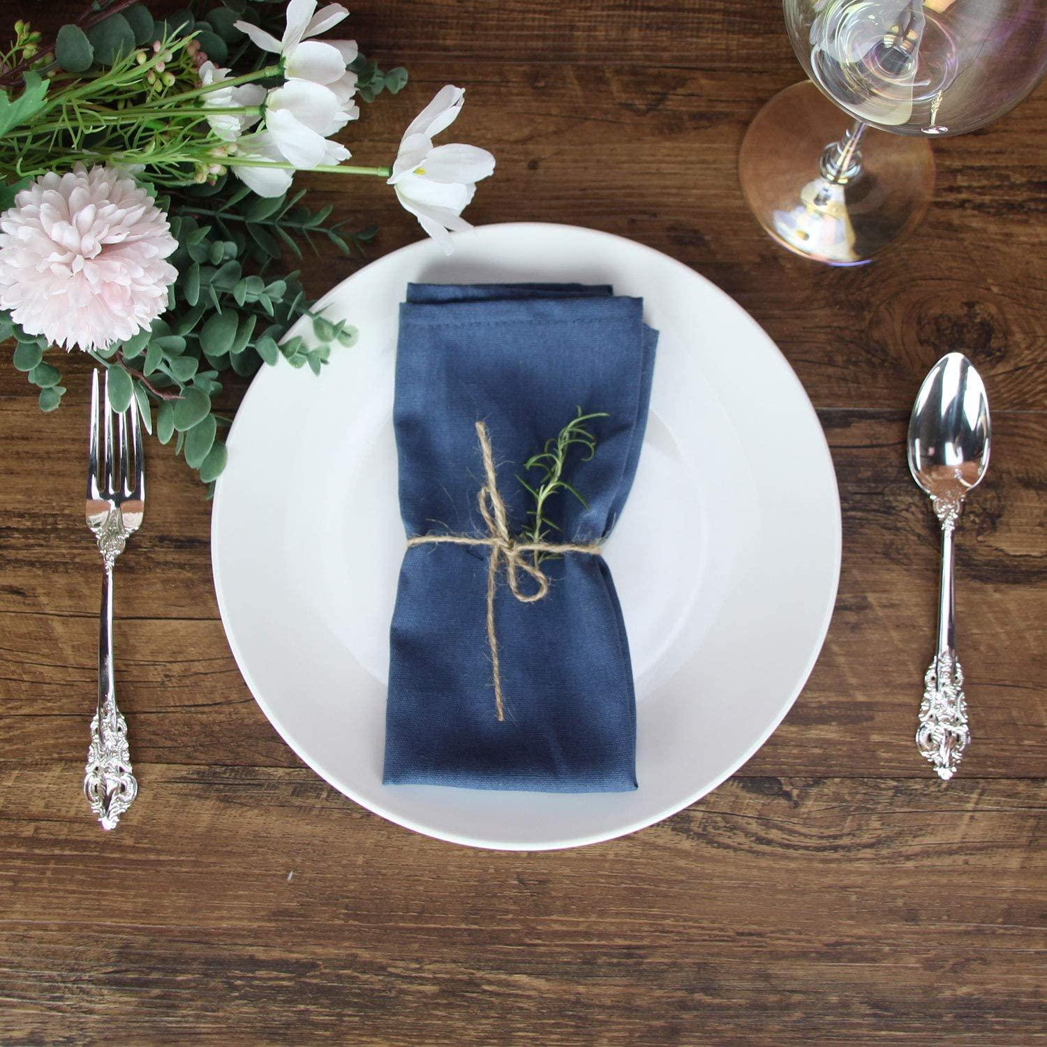 Solid Color Linen Cotton Thin Dinner Cloth Napkins Set of 12 (40 x 40 cm) for Events & Home Use