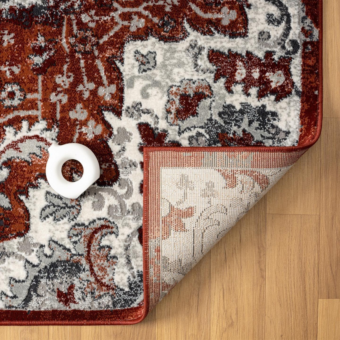 Luxe Weavers Moroccan Red 5x7 Medallion Area Rug, Floral Living Room Carpet