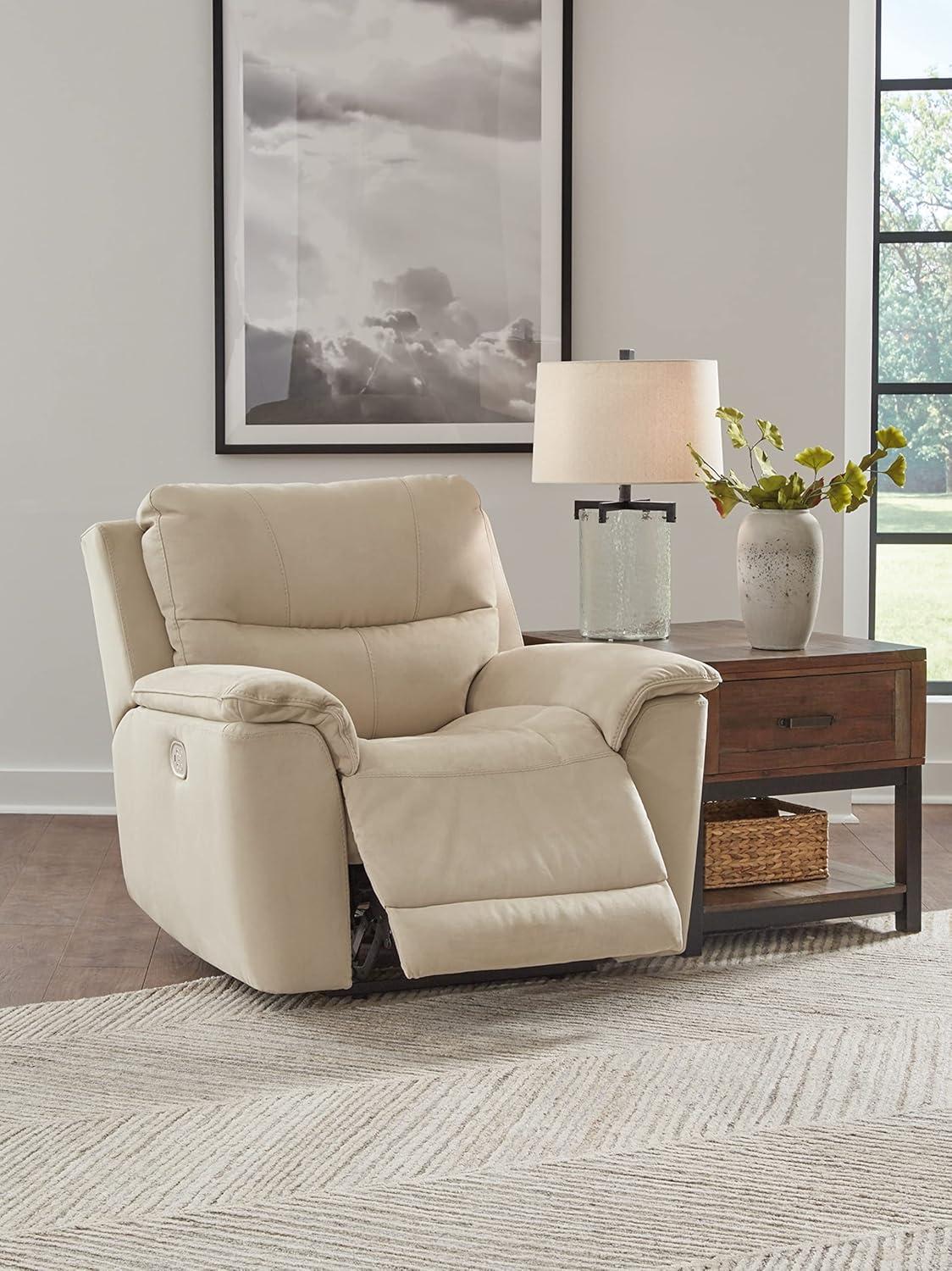 Latte Spot 44'' Contemporary Microfiber Metal Recliner