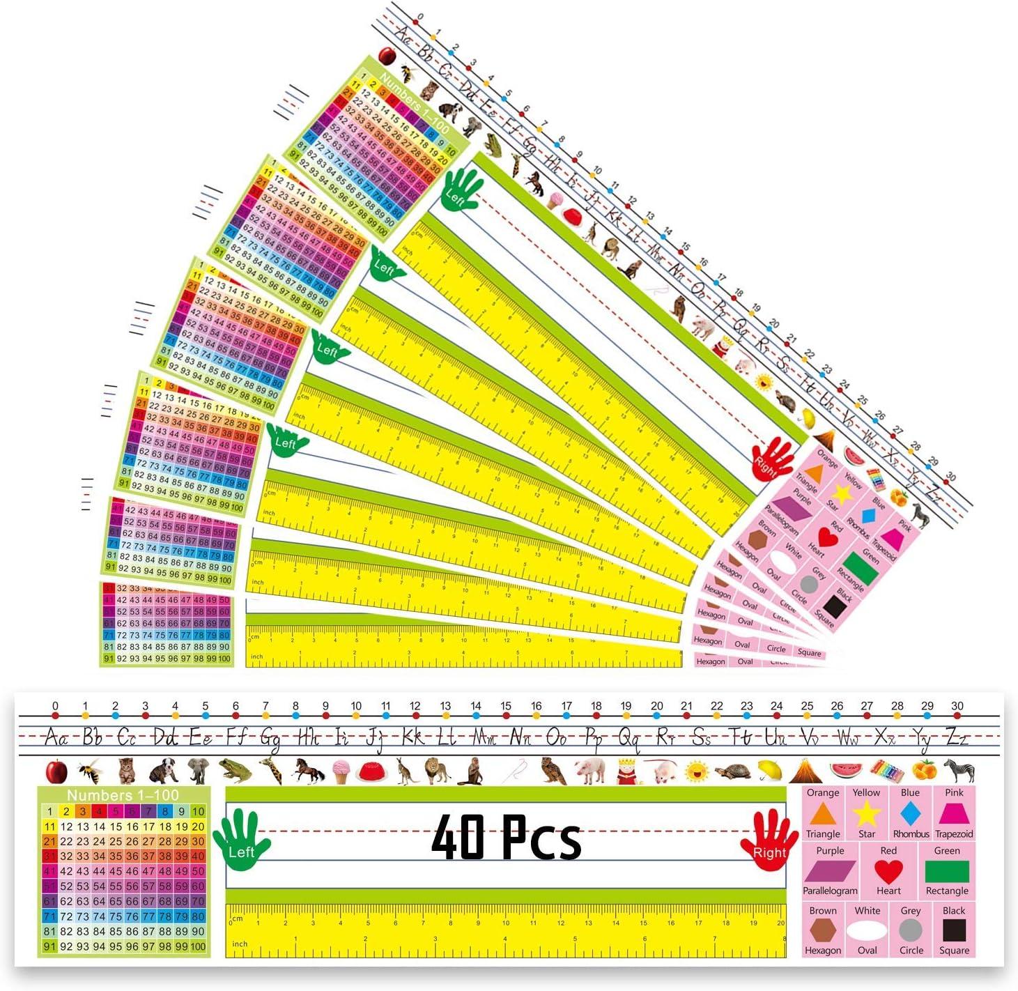 Name Plates for Desk, Colorful Traditional Manuscript Nameplates, Self-Adhesive Desk Tags for School Classroom Decorations and Teachers Using(14X4 inch,40 Pieces)