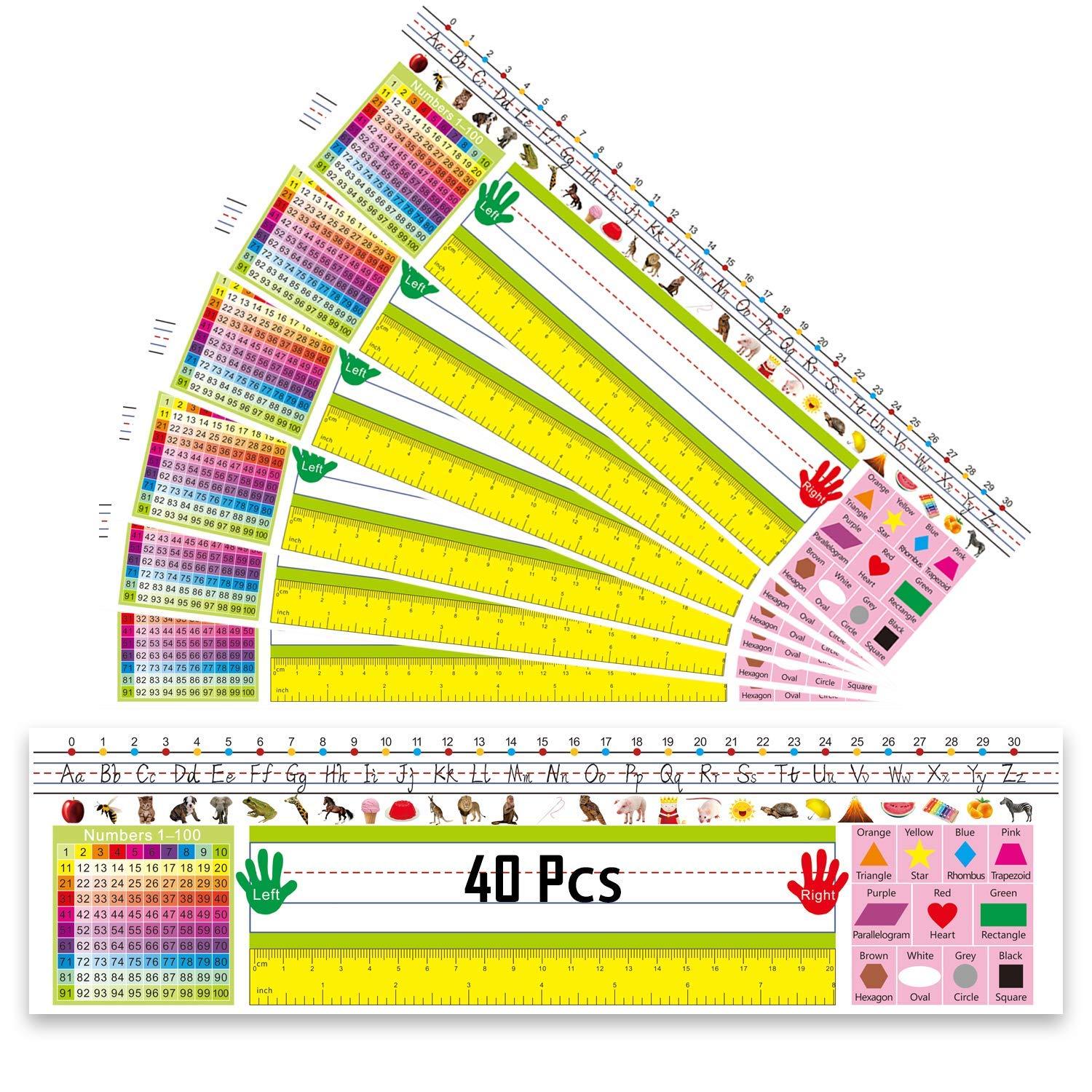 Name Plates for Desk, Colorful Traditional Manuscript Nameplates, Self-Adhesive Desk Tags for School Classroom Decorations and Teachers Using(14X4 inch,40 Pieces)