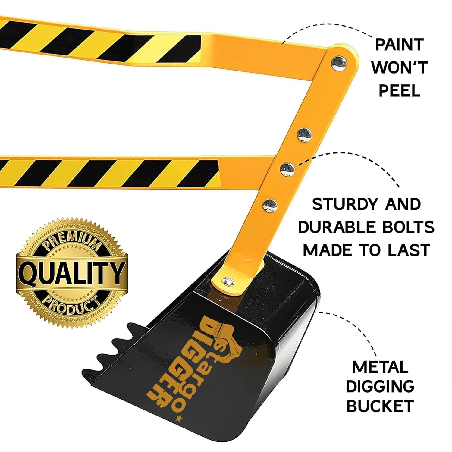 BalanceFrom Sandbox Digger Toy with Wheels, Excavator Sandbox Toy for Kids, Support 360-degree Rotation, Steel Outdoor Beach Toys, Yellow