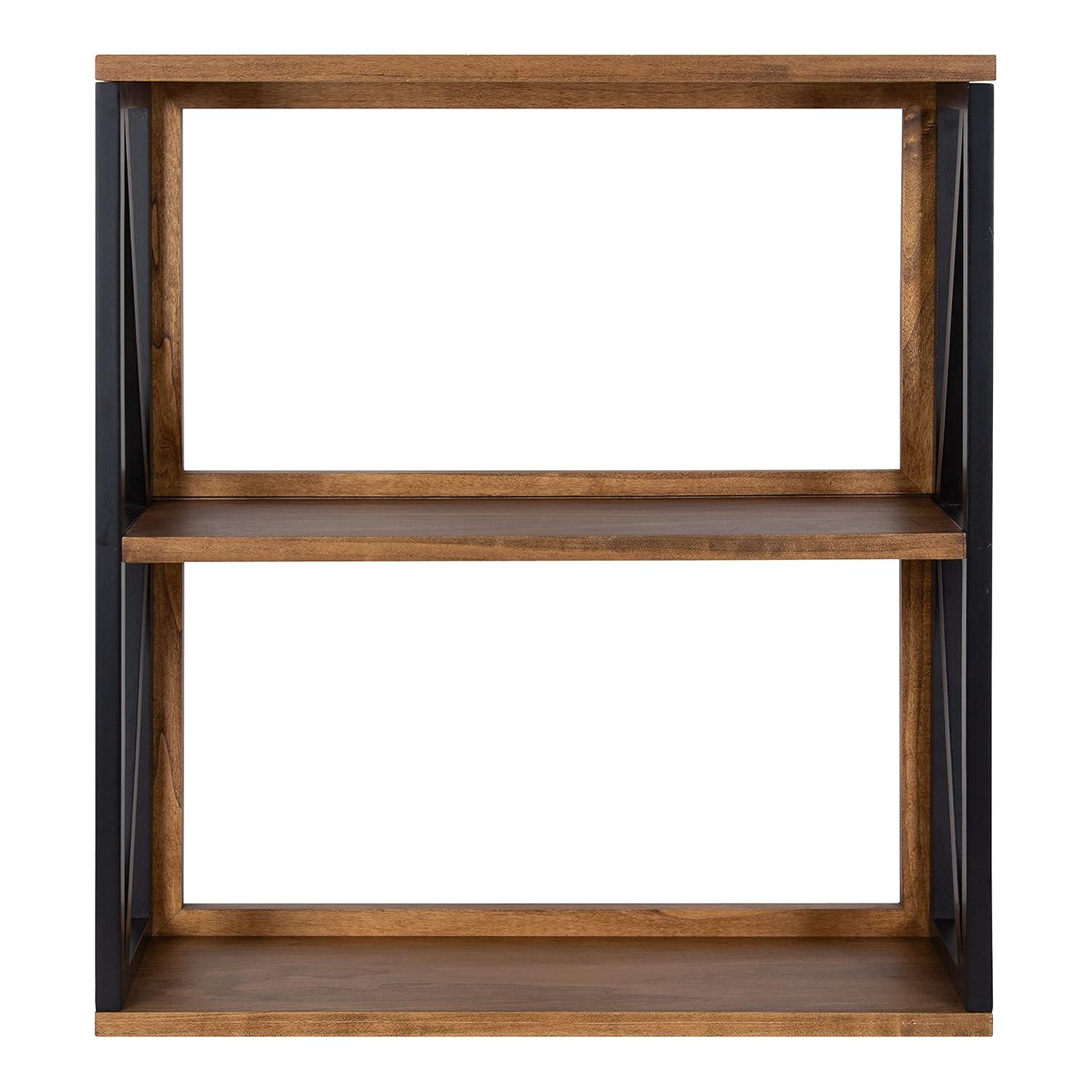 25" x 28" Rigby Wood Decorative Wall Shelf Rustic Brown/Black - Kate & Laurel All Things Decor: 3-Tier Storage