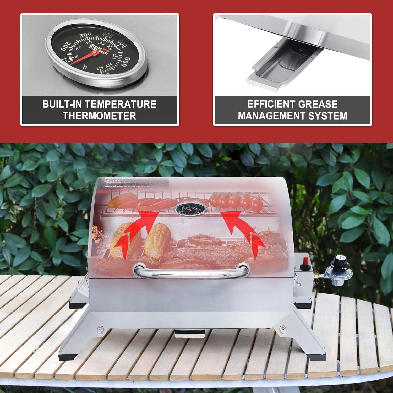 Stainless Steel Portable Propane Gas Grill with Folding Legs