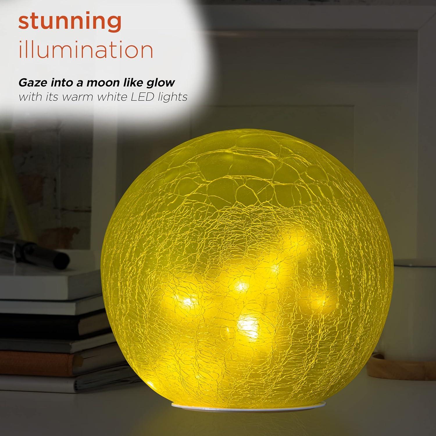 Alpine Corporation 7" Textured Glass Light-Up Gazing Globe, White