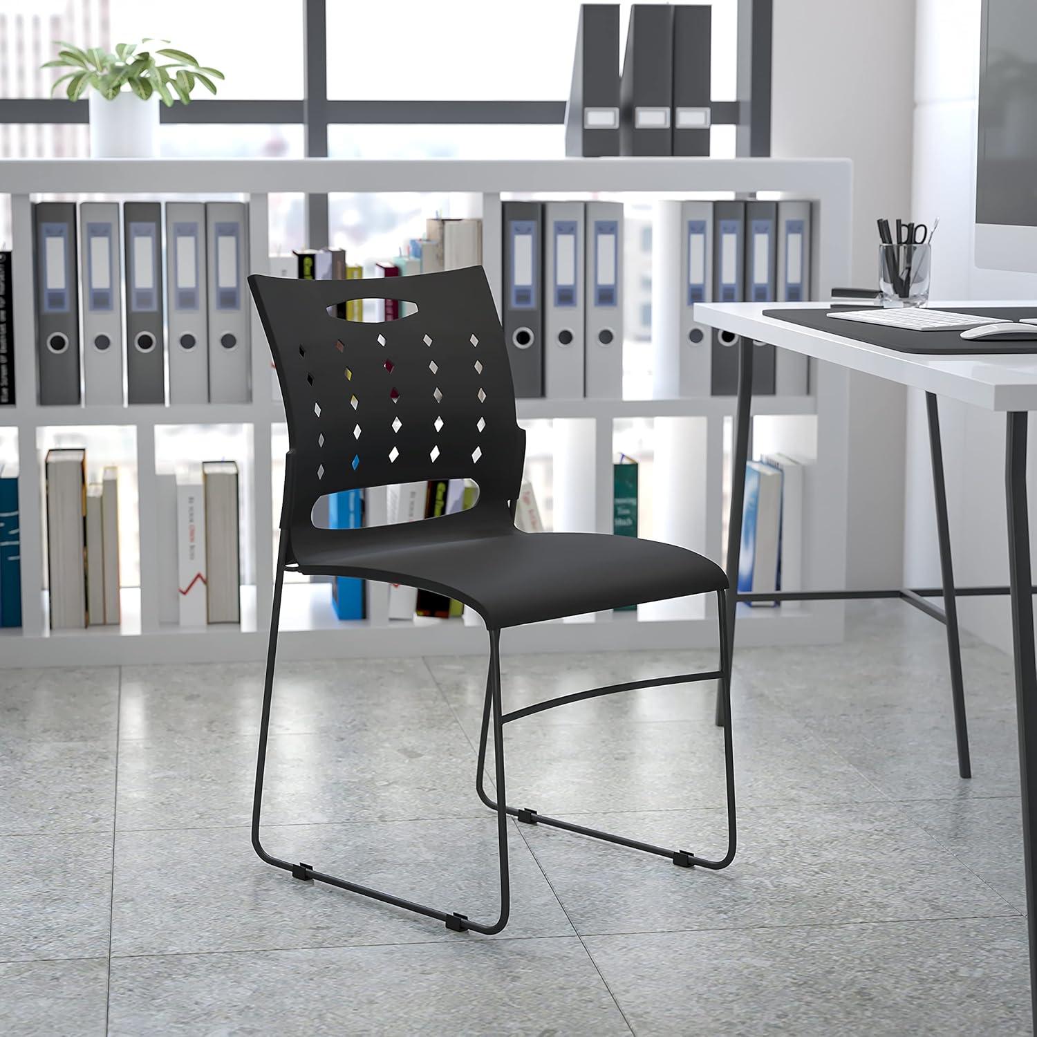 881 lb. Capacity Sled Base Stack Chair with Carry Handle and Air-Vent Back