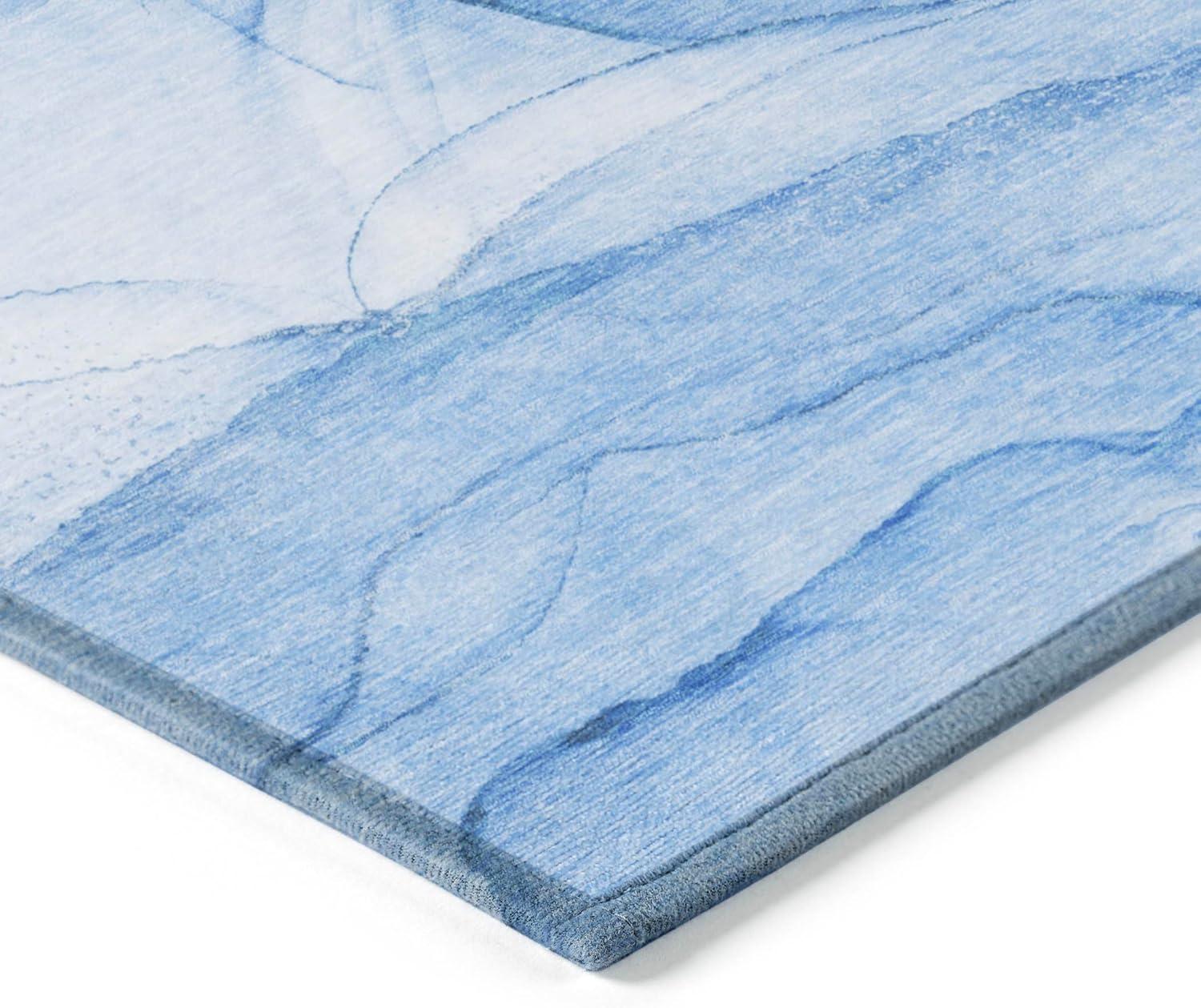 Blue Synthetic Flat Woven Washable Rectangular Rug 1'8" x 2'6"