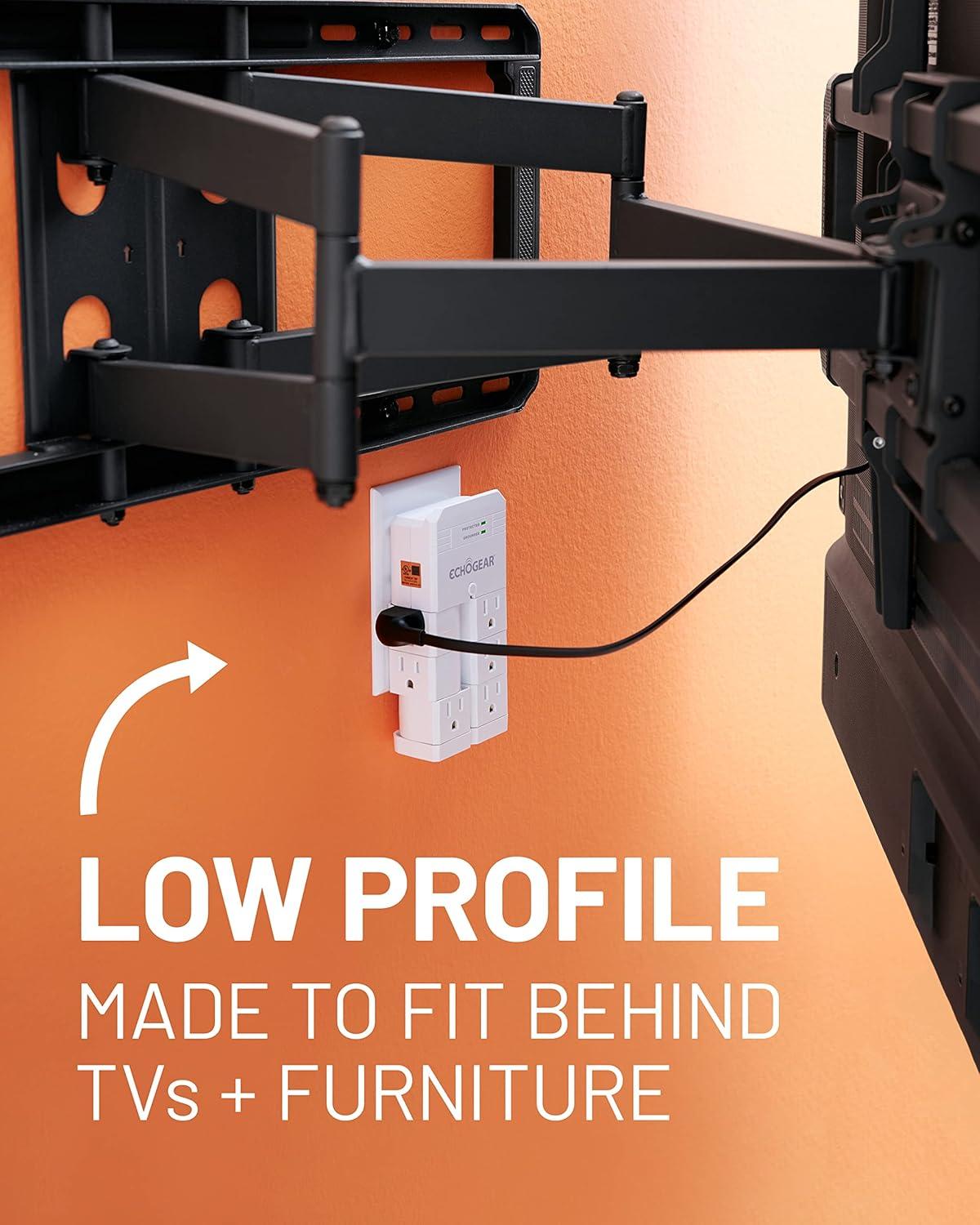 ECHOGEAR White On-Wall Surge Protector with 6 Pivoting Outlets