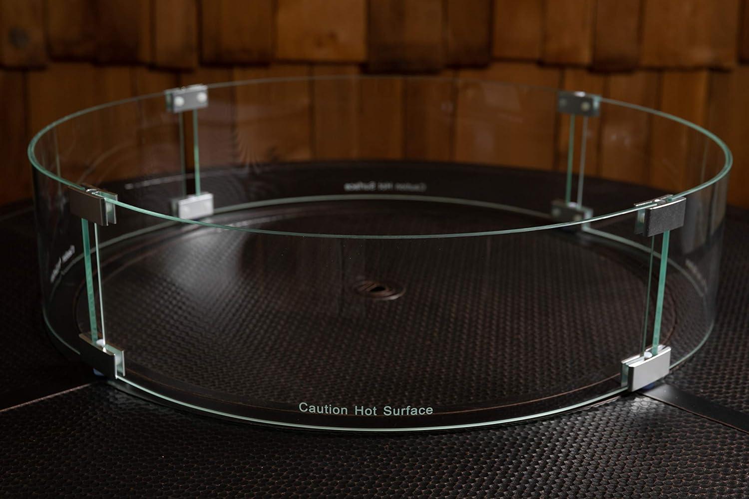 Fire Sense Fire Sense Wind Guard Clear Glass Tempered Glass for Propane, Gas, Fire Pits and Patio Heaters-Round-26 Inches