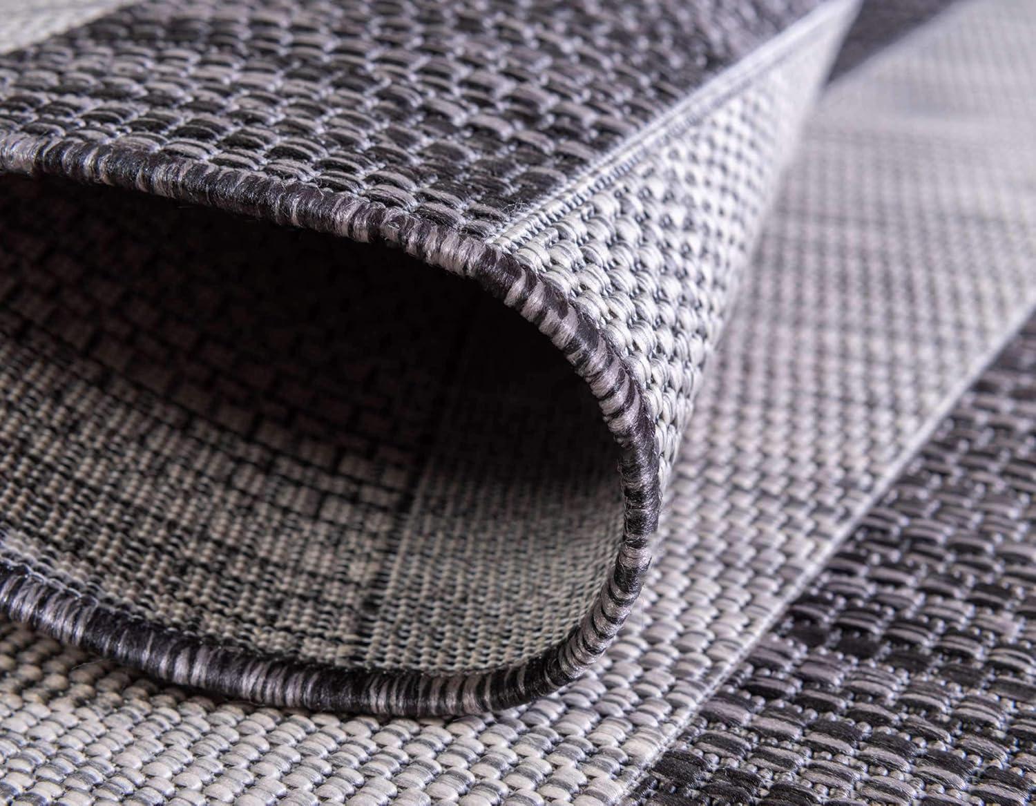 Unique Loom 9' 0 x 12' 2 Rectangle Indoor/Outdoor Striped Charcoal Gray Area Rug