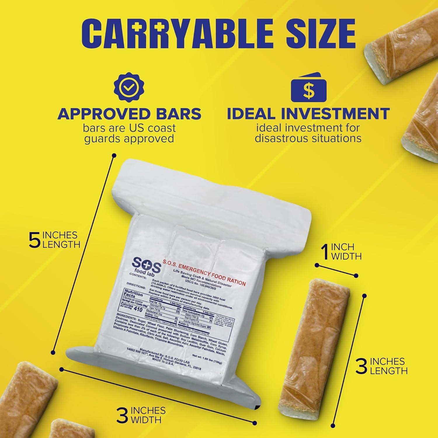 SOS Food Labs, Inc. 185000825 S.O.S. Rations Emergency 3600 Calorie Food bar - 3 Day/ 72 Hour Package with 5 Year Shelf Life!
