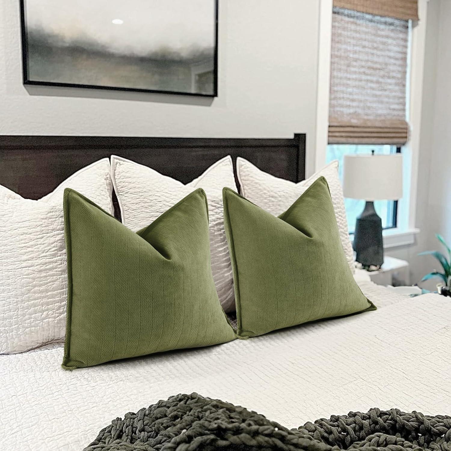 Forest Green Velvet Square Pillow Covers, Set of 2