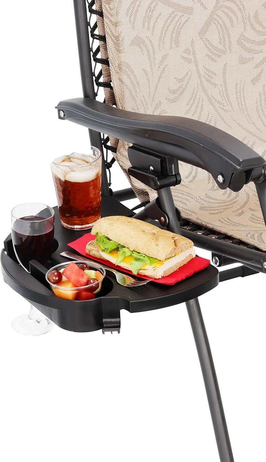 Black Polypropylene Zero Gravity Chair Tray with Cup Holders