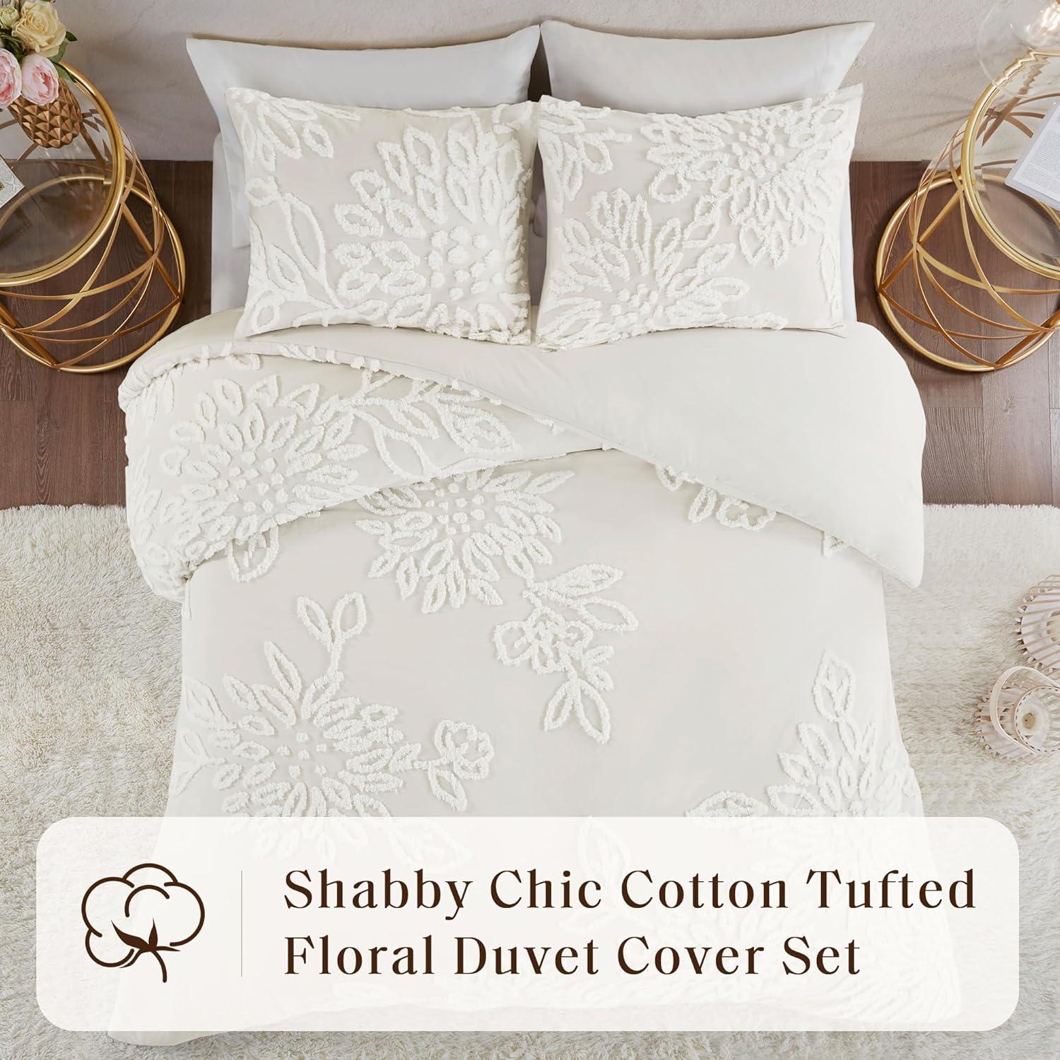 Kelly Clarkson Home Gwyneth 3 Piece Tufted Cotton Chenille Floral Duvet Cover Set