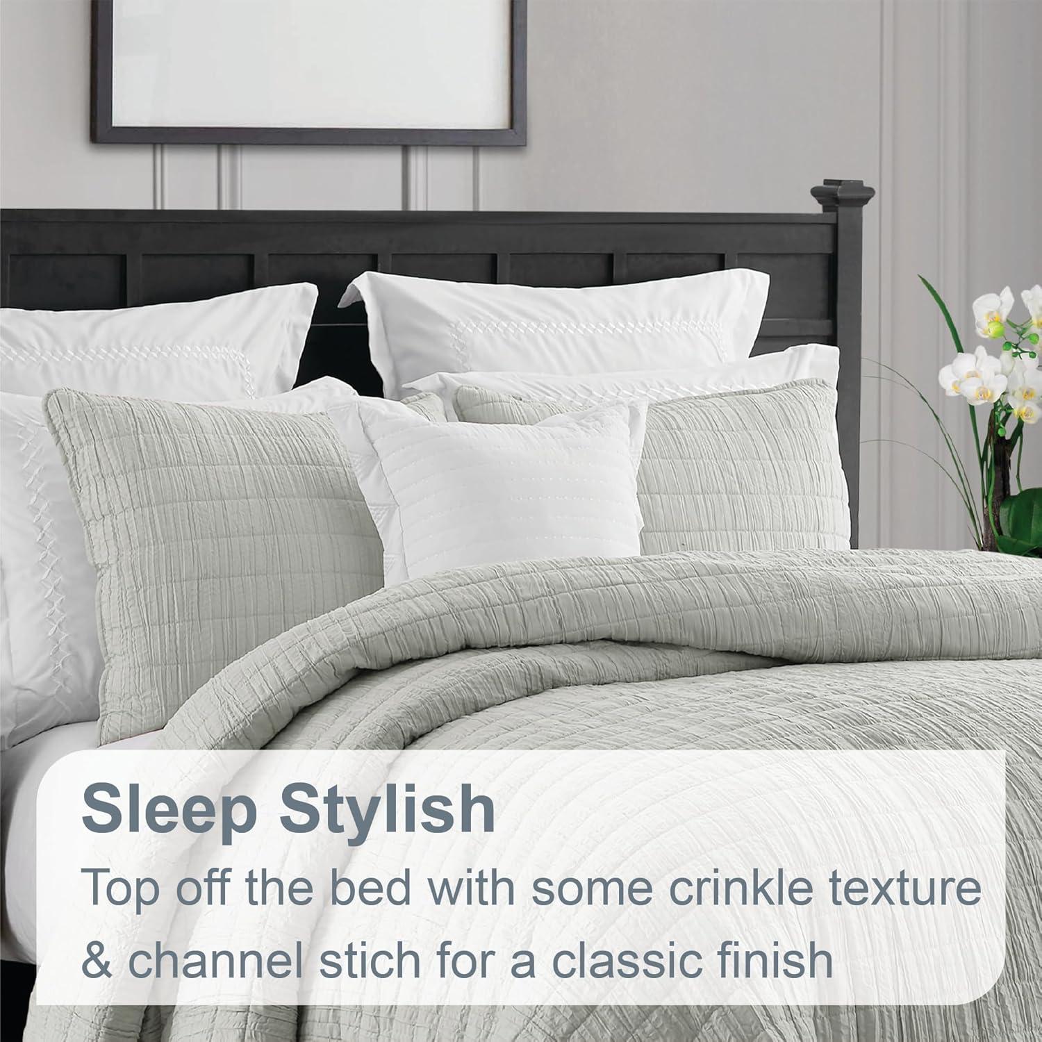 Swift Home Ultra Soft Crinkle Washed Microfiber 3-Piece Quilt Set