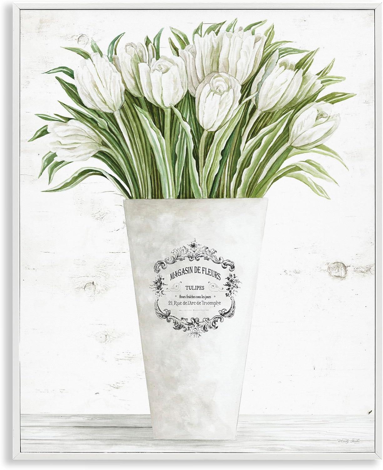 Stupell Industries Tulip Bouquet in Parisian Vase Floral Arrangement by Cindy Jacobs - Graphic Art Print