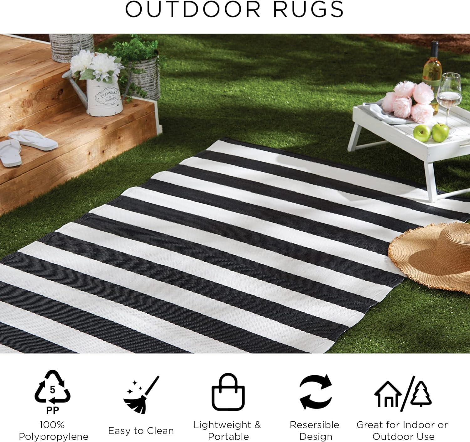 Urban Multi-Tone Stripe Reversible Synthetic Rug 4' x 6'