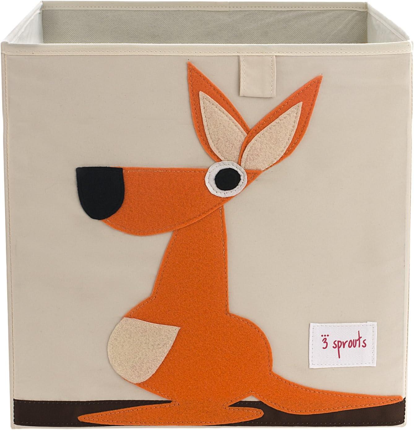 3 Sprouts Children's Foldable Fabric Storage Cube Box Soft Toy Bin, Kangaroo