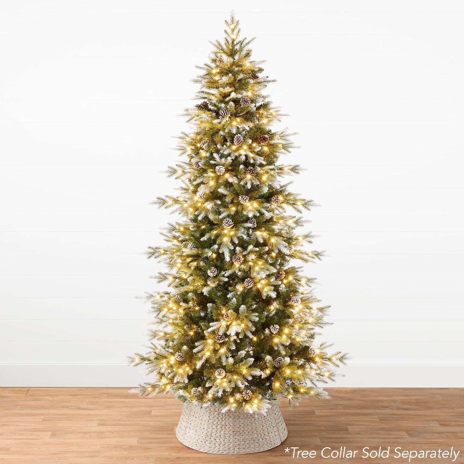 Best Choice Products 7.5ft Pre-Lit Flocked Aspen Noble Fir Christmas Tree w/ 2,136 Branch Tips, 400 LED Lights