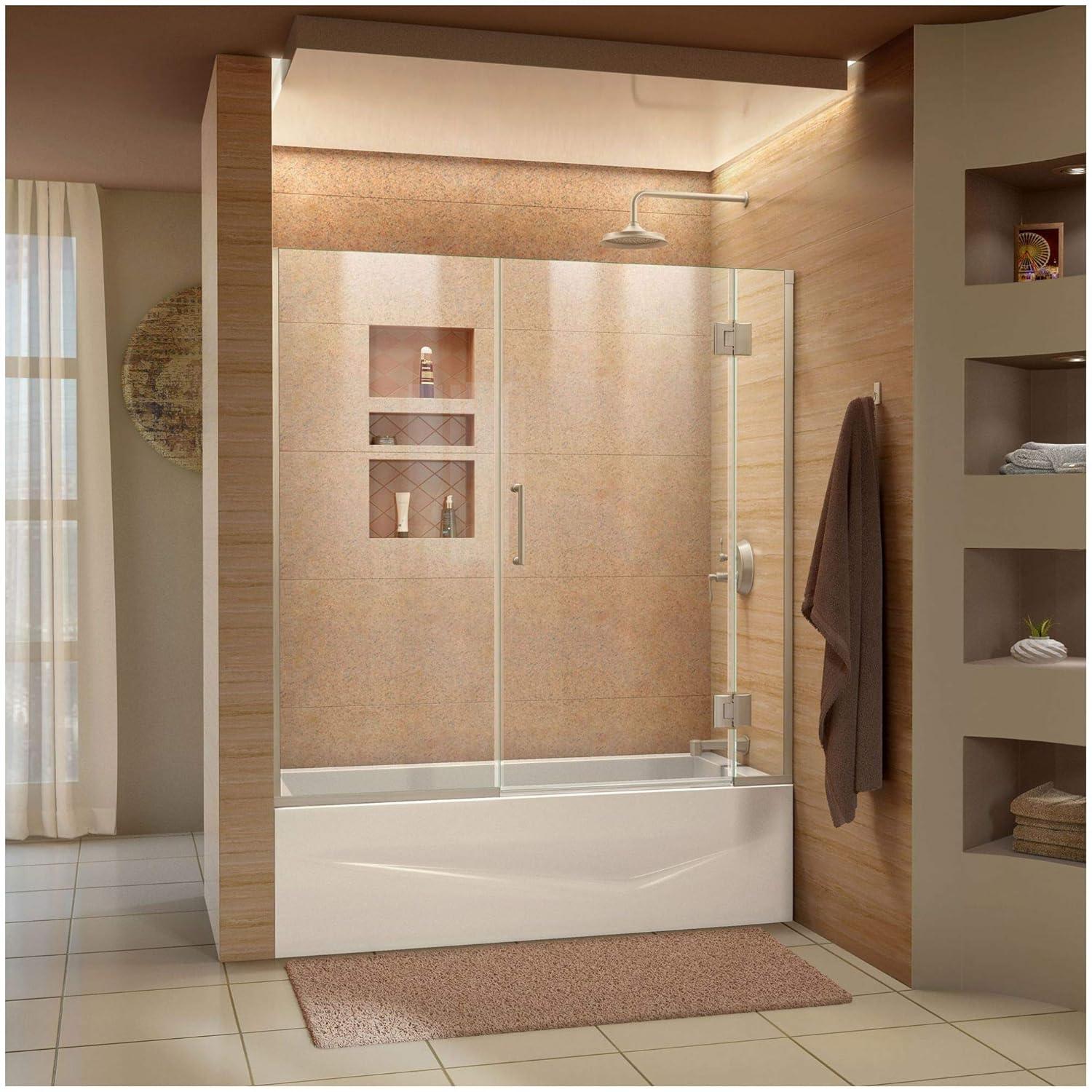 Unidoor-X 58" W x 58" H Hinged Frameless Tub Door