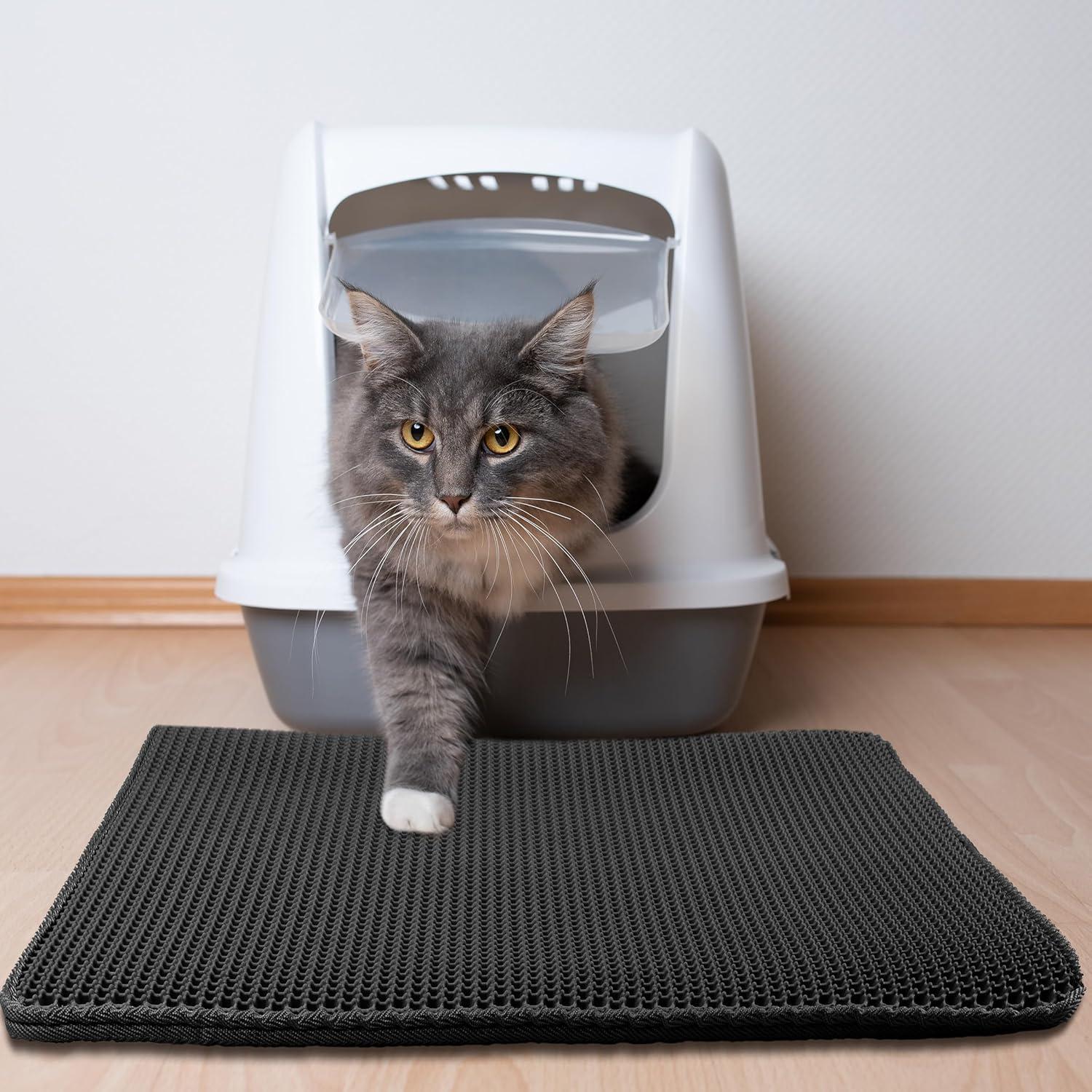 Petmaker Cat Litter Mat - 30x24 Waterproof Litter Box Mat with Dual-Layer Honeycomb Design for Trapping Litter - Slip-Resistant Cat Mat