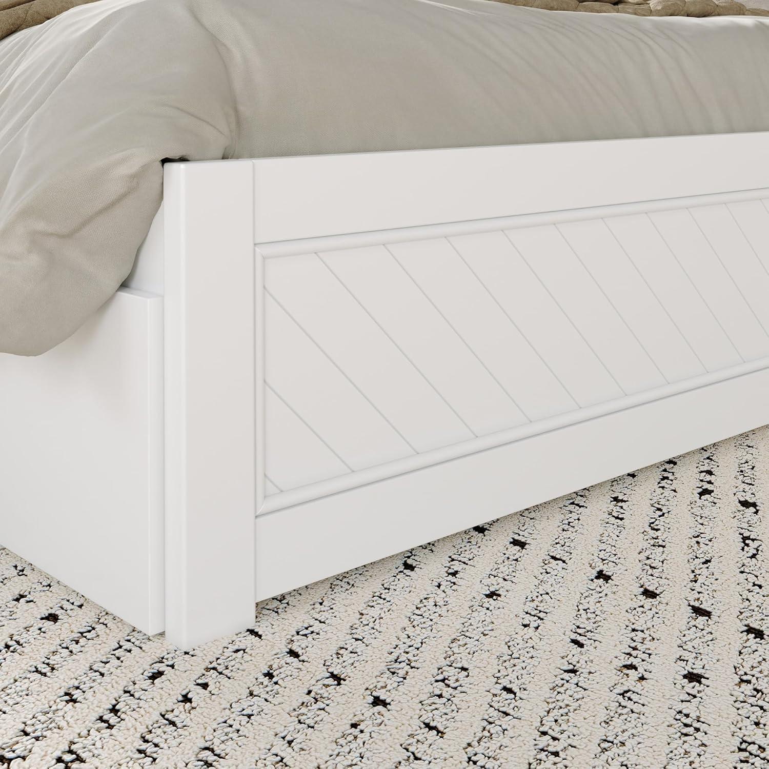 AFI Canyon White Solid Wood Platform Bed with Matching Footboard & Storage Drawers, King