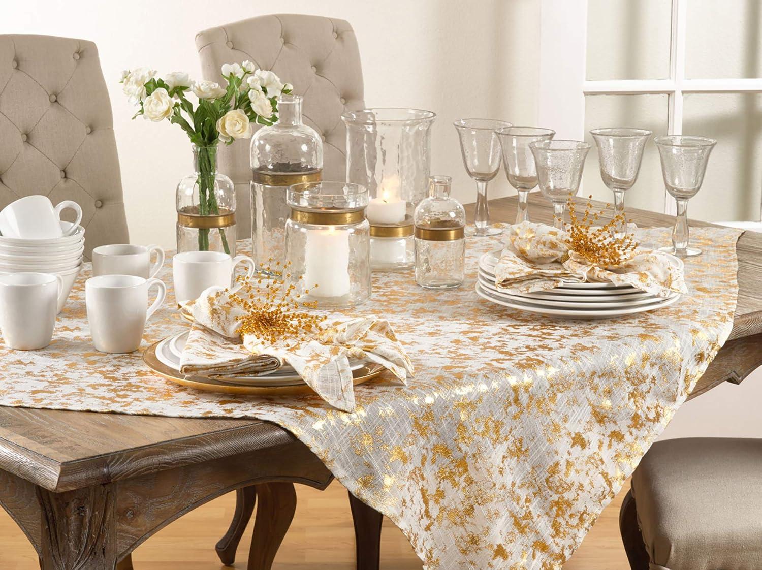 Gold Foil Print Fabric Napkins, Set of 4