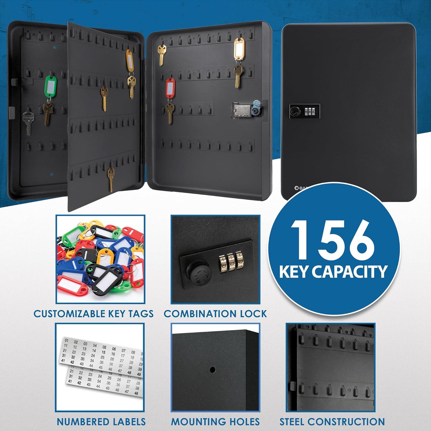 156 KEYS LOCK BOX WITH COMBINATION LOCK, BLACK