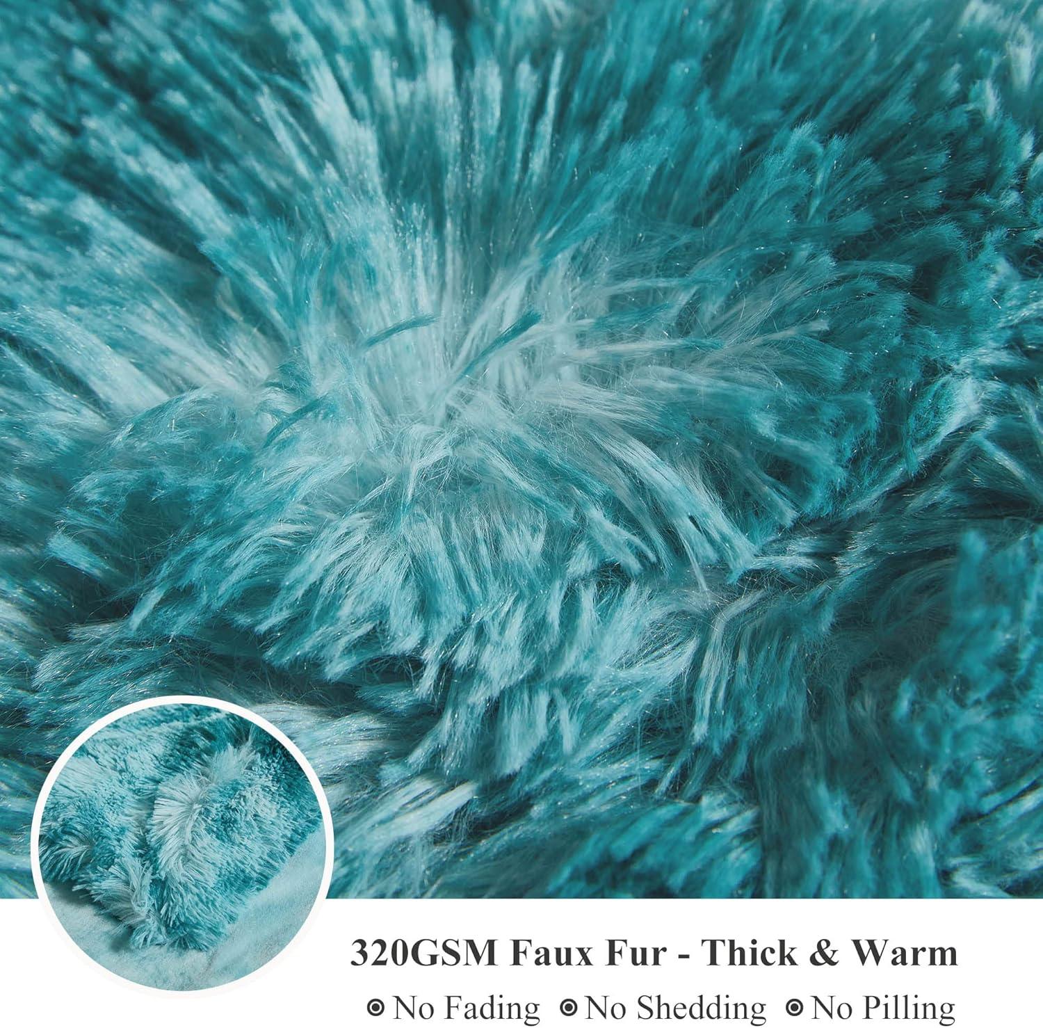 PAVILIA Tie-Dye Faux Fur Throw Blanket, Furry Fuzzy Fluffy Shaggy Plush Warm Reversible Thick for Bed Couch Sofa