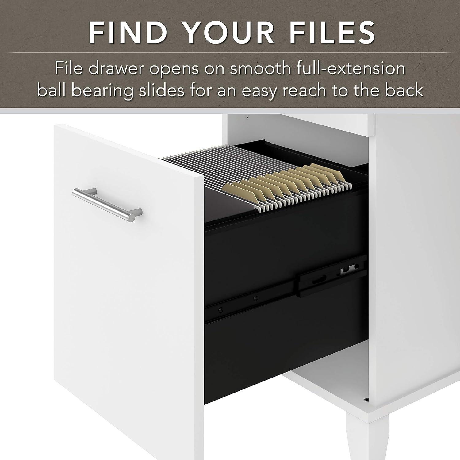 Somerset 72W Office Desk with Drawers and Hutch in White - Engineered Wood