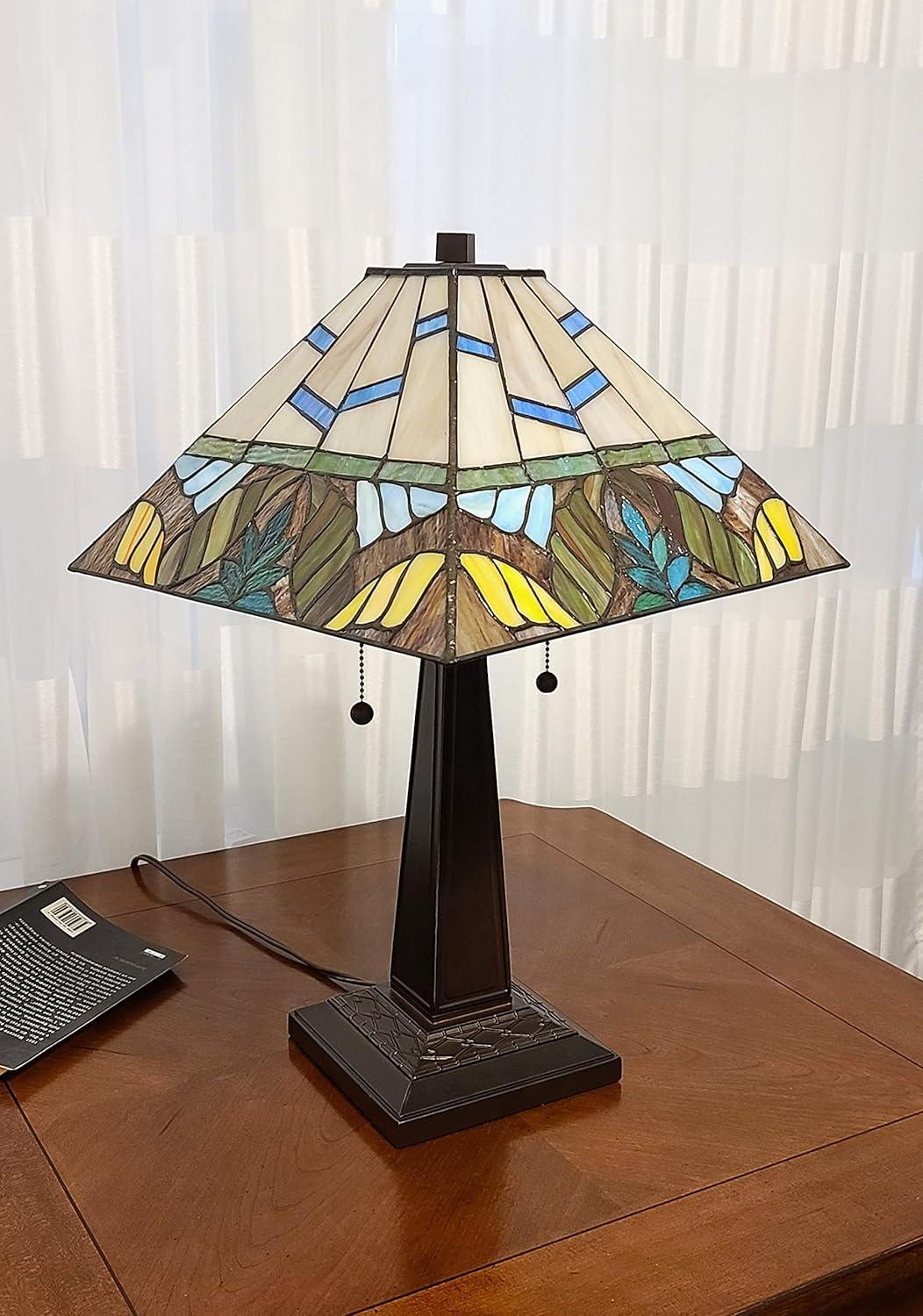 Amora Lighting Tiffany Style Multi Color Mission Table Lamp 22" Tall