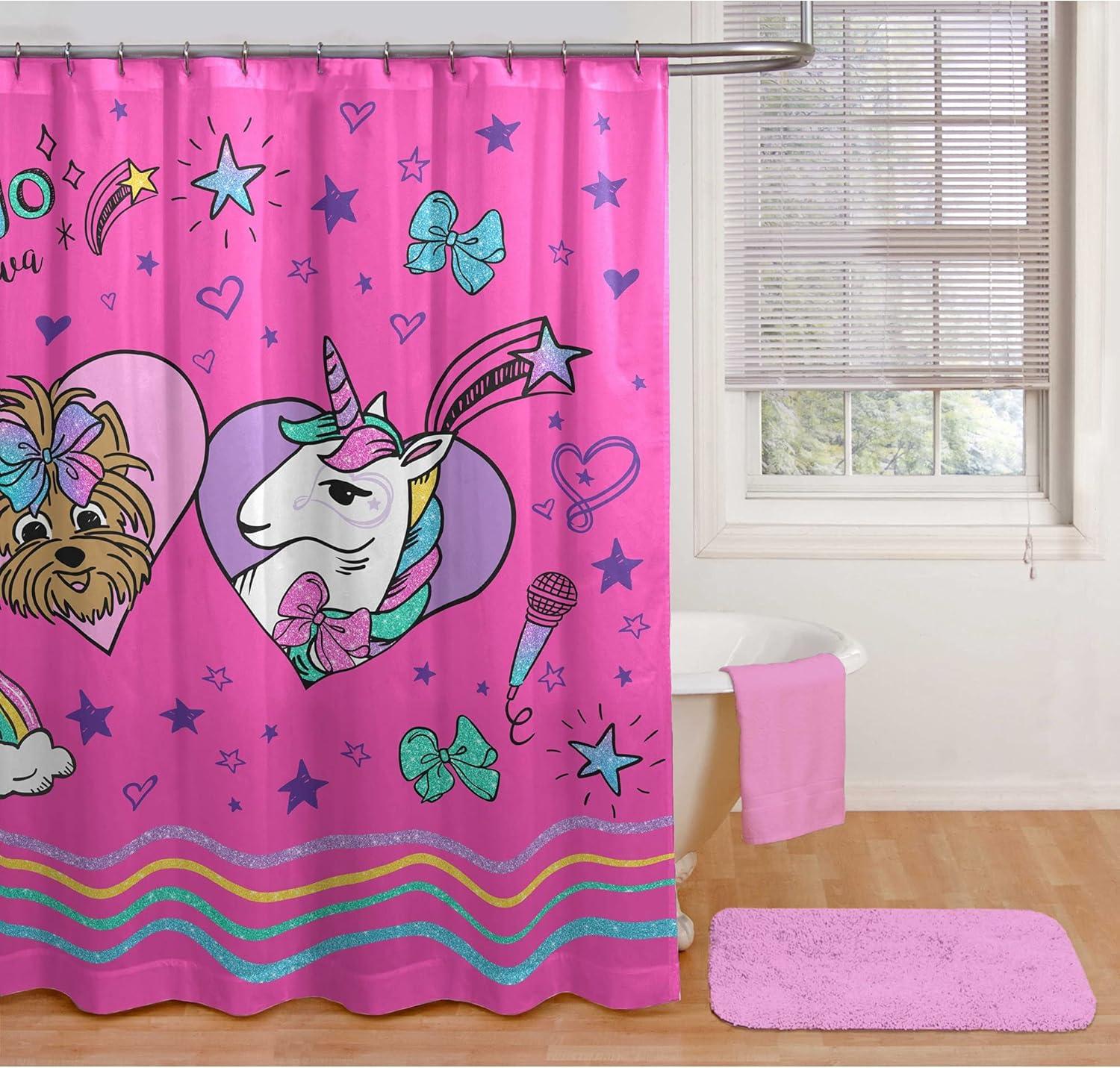 Jojo Siwa Pink Microfiber Kids Shower Curtain Set