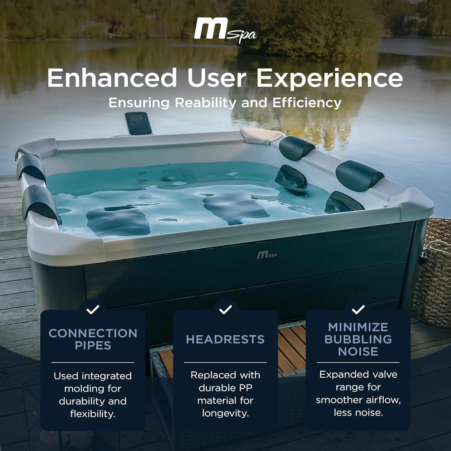 Open Box MSpa Oslo 6 Person Squared Hot Tub w/Hydro Massage Jets & LED Strip