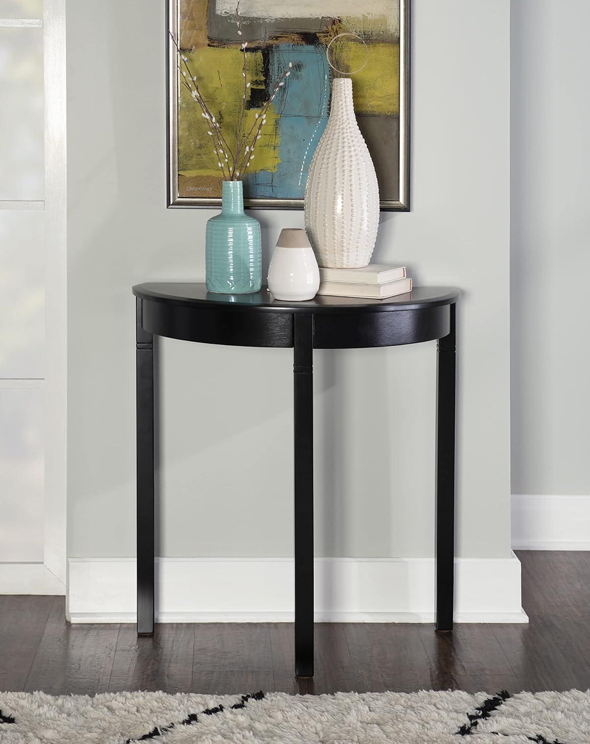 Camden Traditional Wood Demi Lune Console Table Black Cherry - Linon: Sturdy Entryway Furniture, Half Moon Shape, MDF Composite