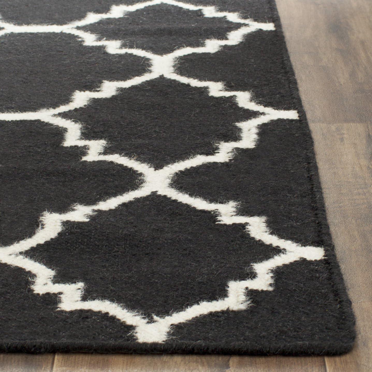 SAFAVIEH Alfombra de Área de Lana de Marruecos Geométrica Brad Negro / Marfil, 3' x 5'