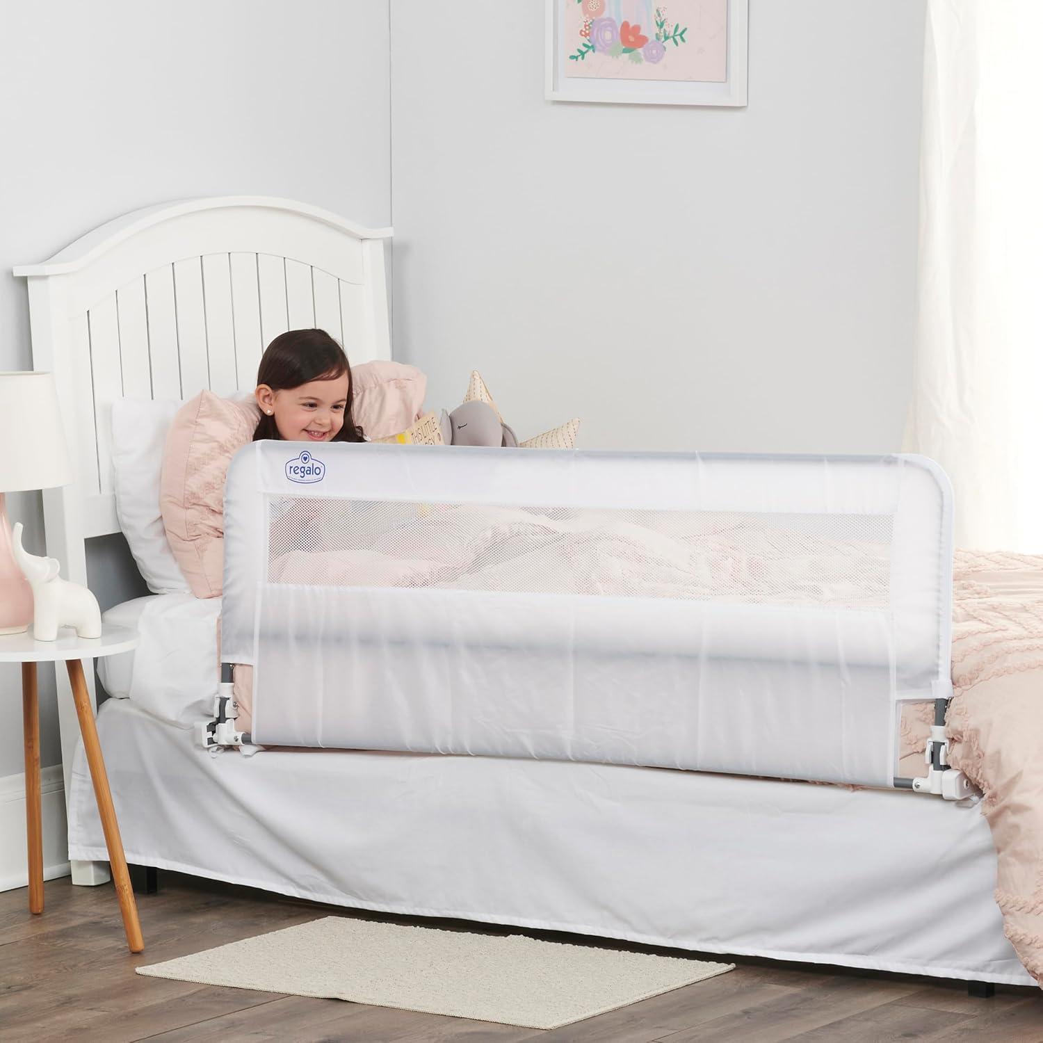 Regalo Extra Long Hideaway Bedrail, Gray Baby Safety Rail, Safety Bed Rail