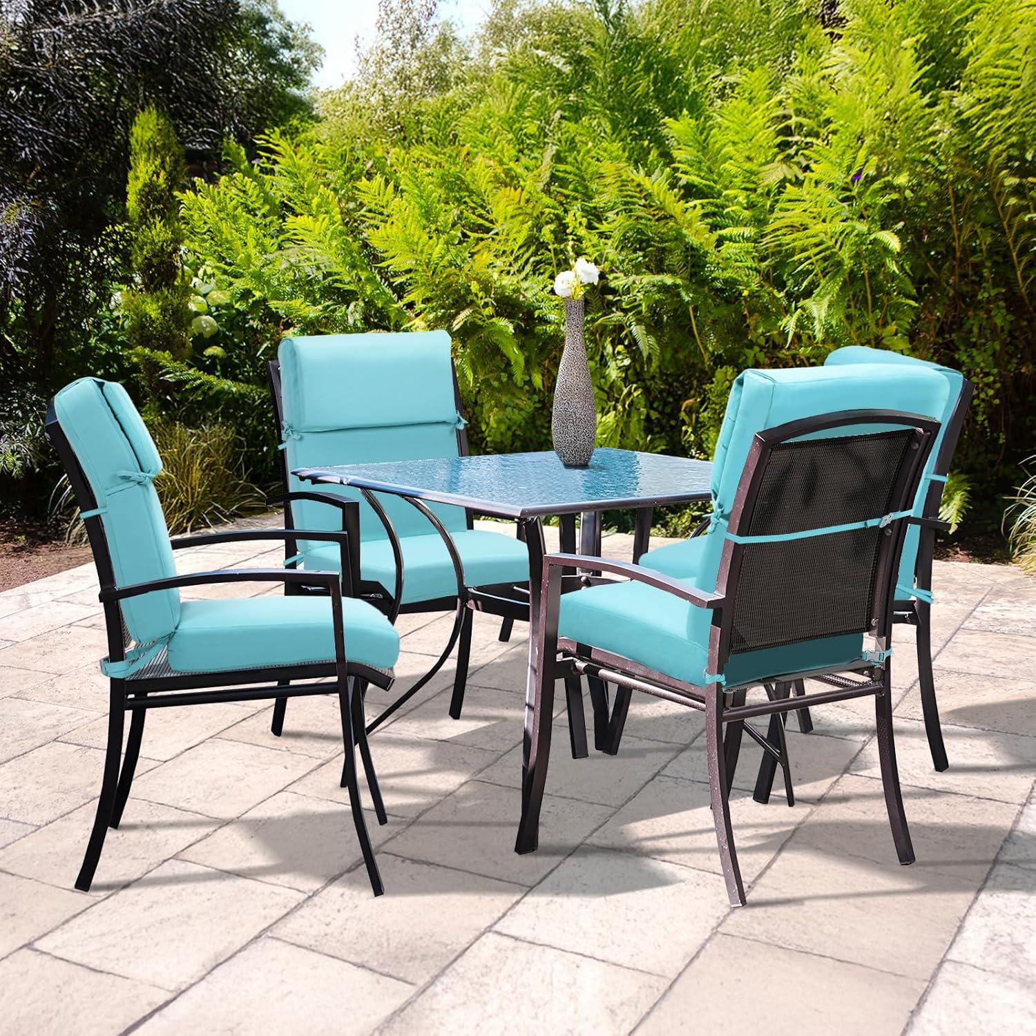 20.5 in. x 20.5 in. Outdoor High Back Chair Cushion with Adjustable Buckles and Ties in Charcoal Black (4-Pack)
