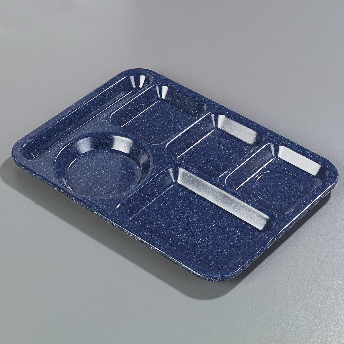 Cafe Blue Heavyweight Melamine Left-Handed 6-Compartment Meal Tray