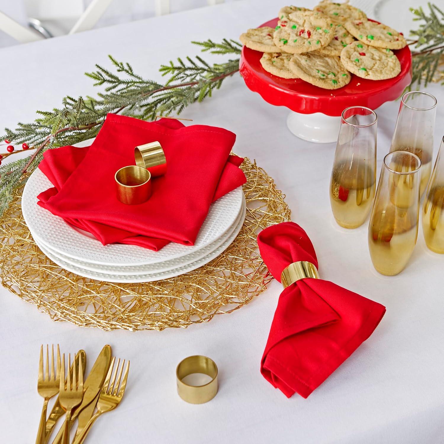 Red Polyester 18x18 Napkin Set of 6