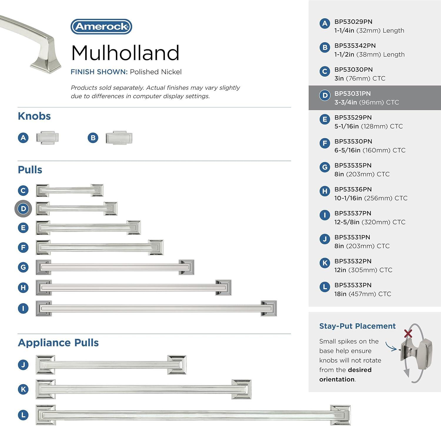 Mulholland 3 3/4" Center to Center Bar Pull