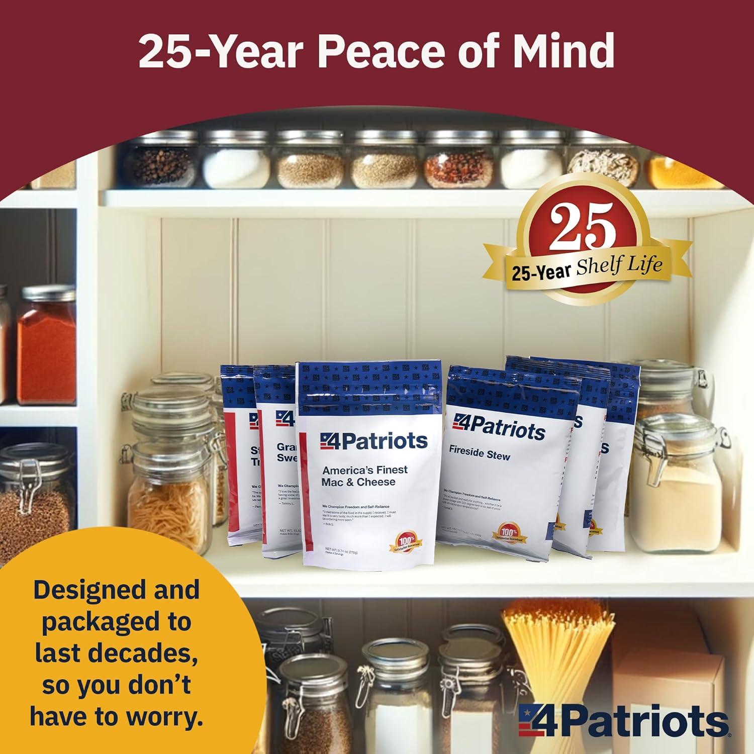 4Patriots 1-Week Emergency Food Supply Kit with Cheese and Sweet Flavors