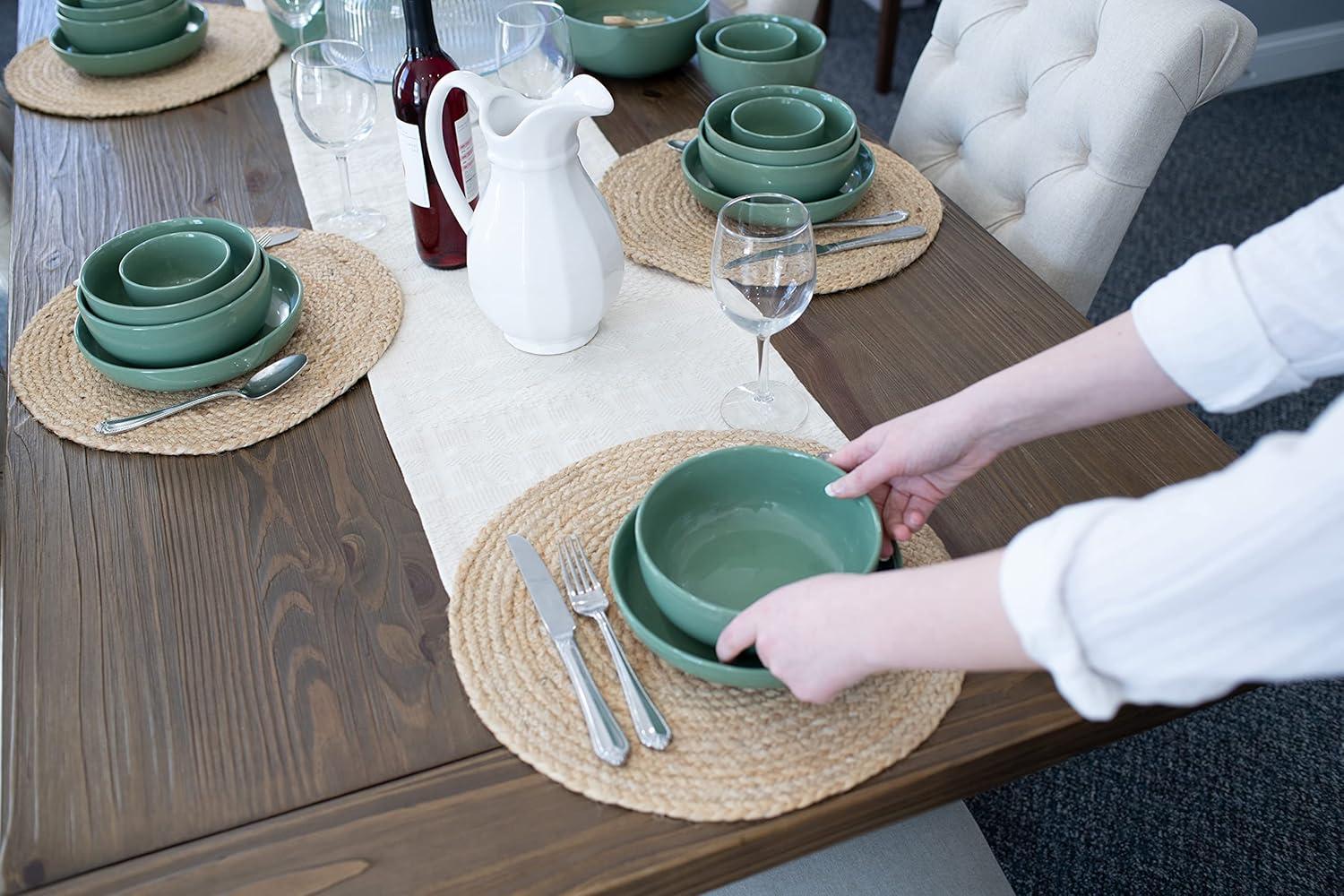 Elanze Designs Bistro Glossy Ceramic 4 inch Dessert Bowls Set of 4, Sage Green