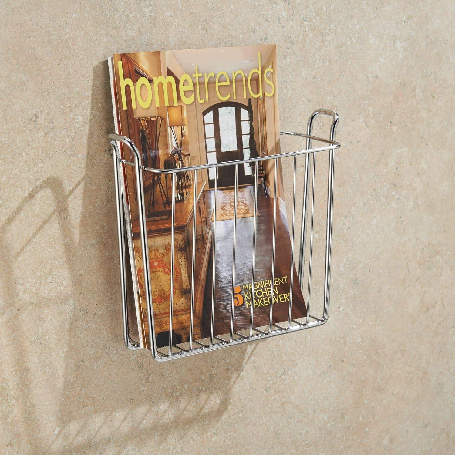 Chrome Metal Wall Mounted Magazine and Book Holder