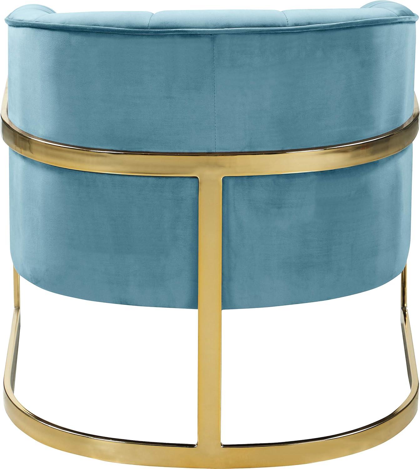 Meridian Furniture Carter Aqua Velvet Accent Chair with Stainless Steel Base