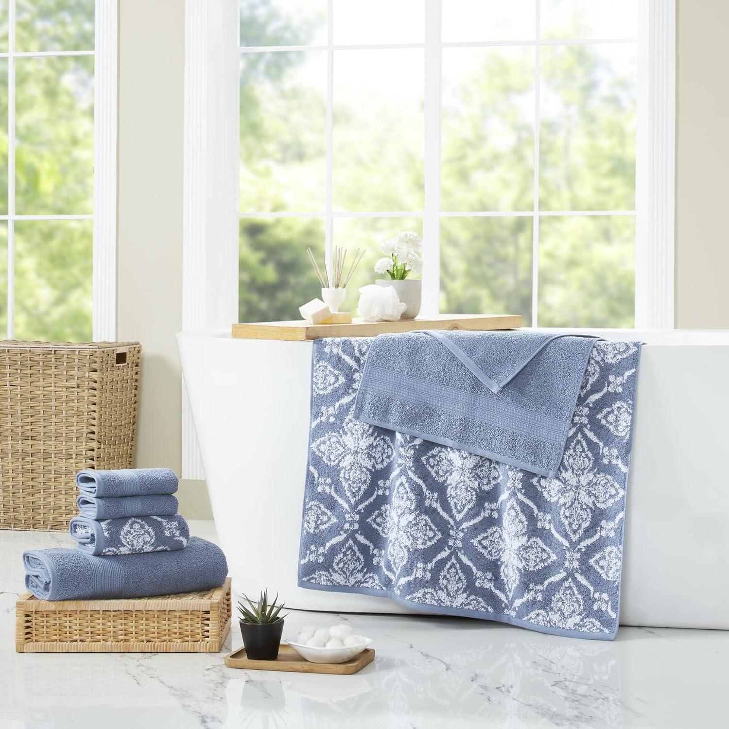 Modern Threads Amaris 6-Piece Reversible Yarn Dyed Jacquard Towel Set - Bath Towels, Hand Towels, & Washcloths - Super Absorbent & Quick Dry