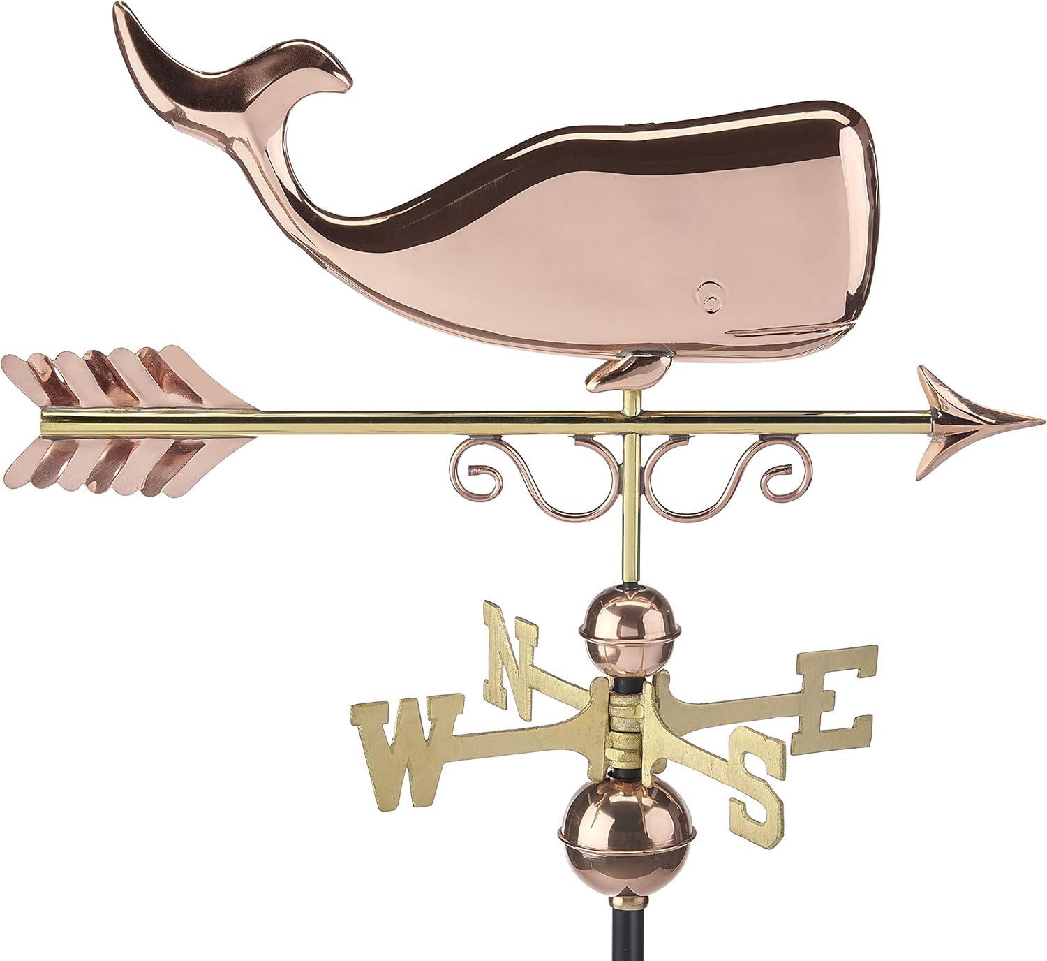 Save the Whales Pure Copper Weathervane- Good Directions: Outdoor Decorative Sculpture, 40" Max Height