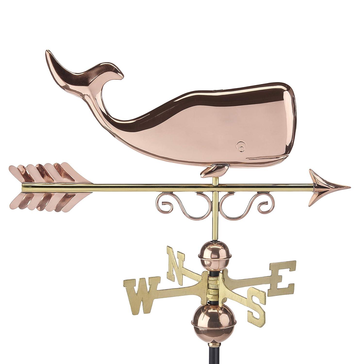 Save the Whales Pure Copper Weathervane- Good Directions: Outdoor Decorative Sculpture, 40" Max Height