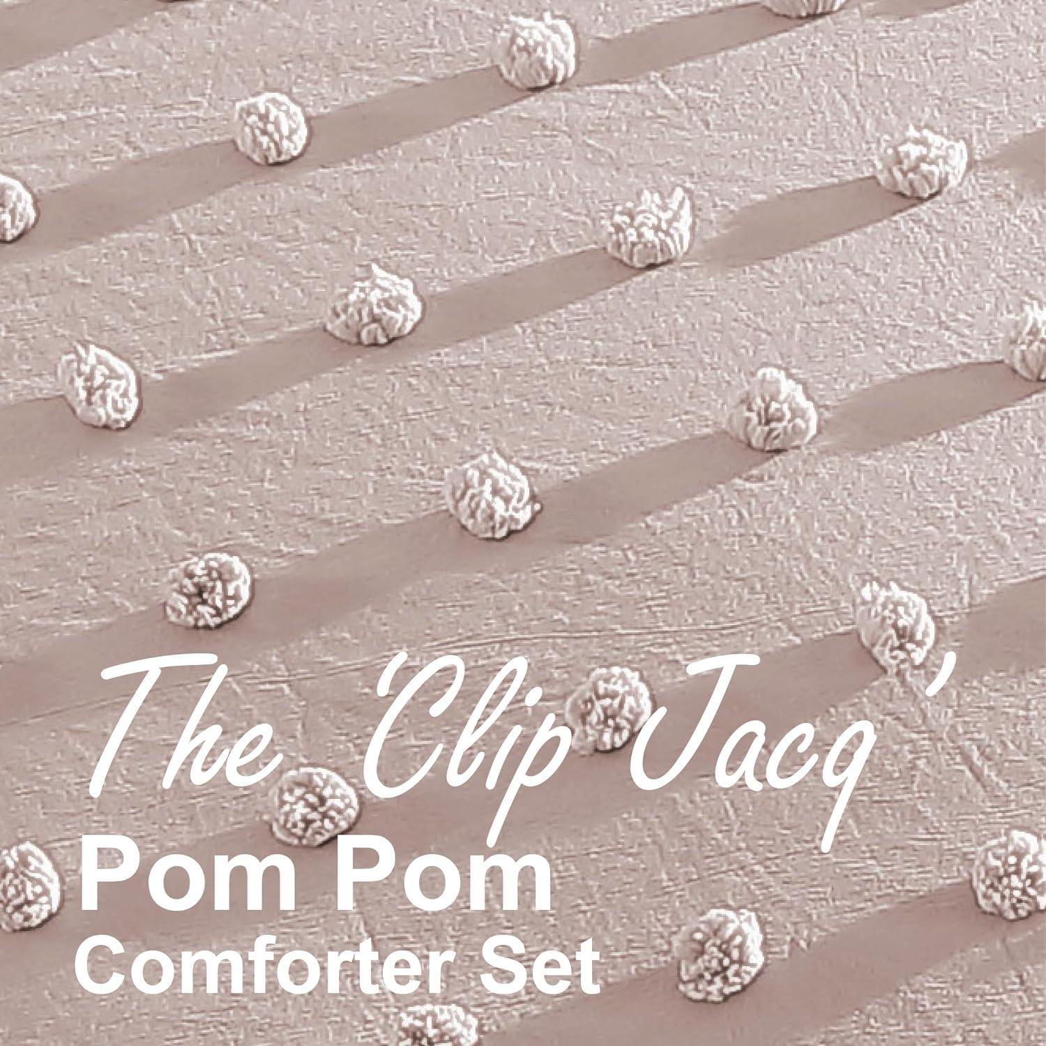 Swift Home Pom Pom Jaquard Microfiber 3-Piece Comforter Set