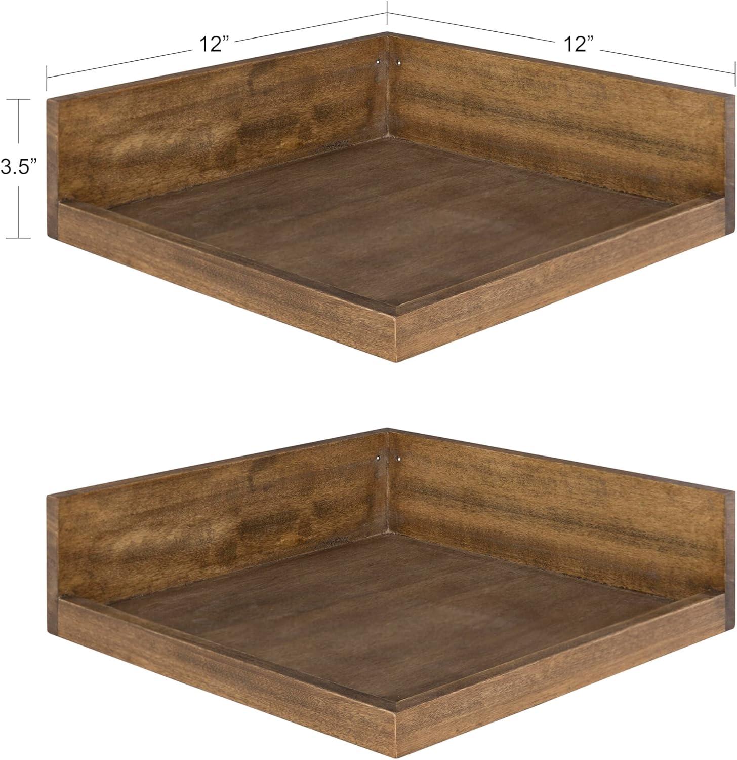 4.5" x 2.2" 2pk Levie Floating Corner Wooden Wall Shelf Set - Kate & Laurel All Things Decor